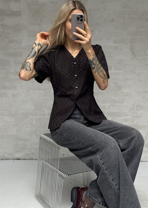 Jules B Pinstripe bluse Antracit Neo Noir 